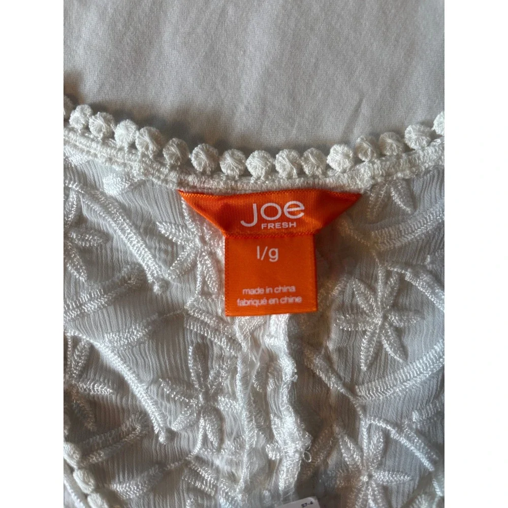Joe Fresh Swim Cover Up Womens OS White New Embroidered Crochet V-Neck Caftan
